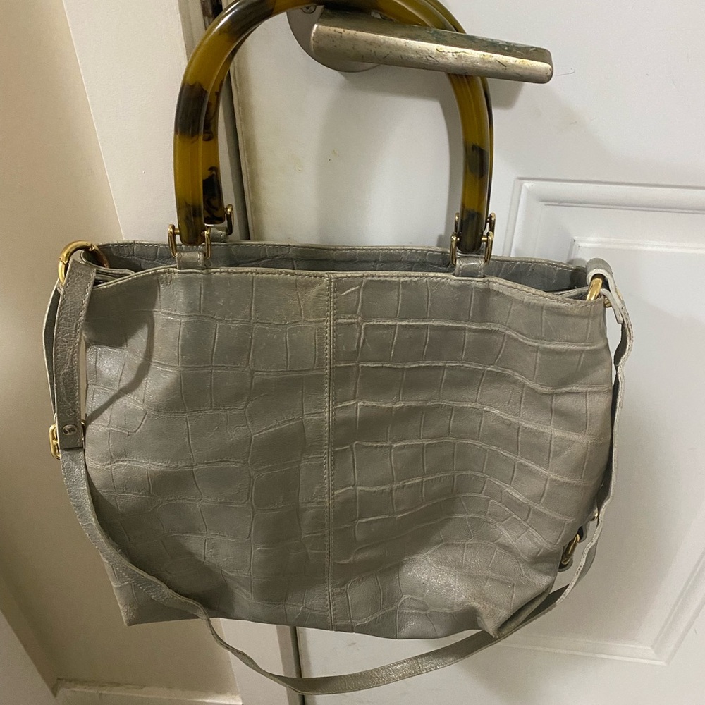 Gray Crocodile-Embossed plinio  visona Women's Bag made in Italy